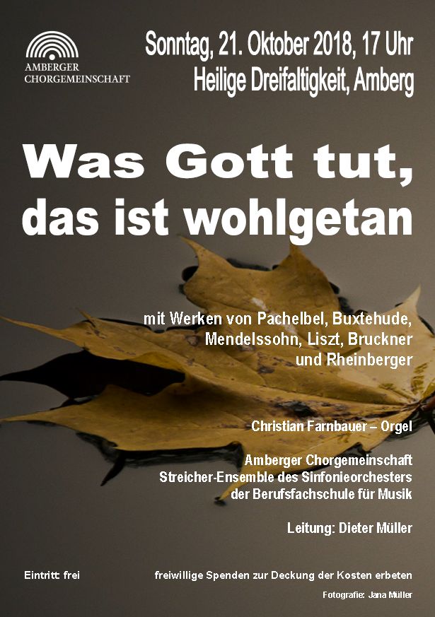 Ankündigung: „Was Gott tut, das ist wohlgetan“ (21. Okt.&nbsp;2018)