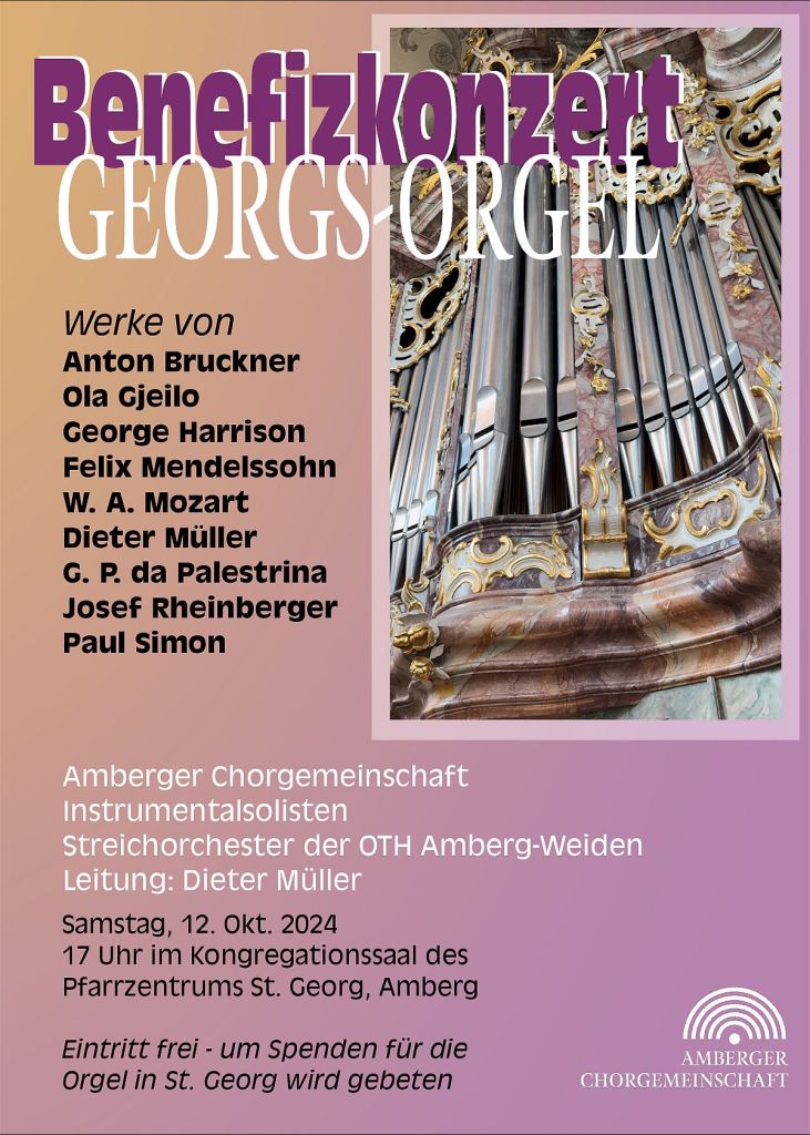 Concert poster, using part of the old organ at St. Georg, Amberg as illustrative element